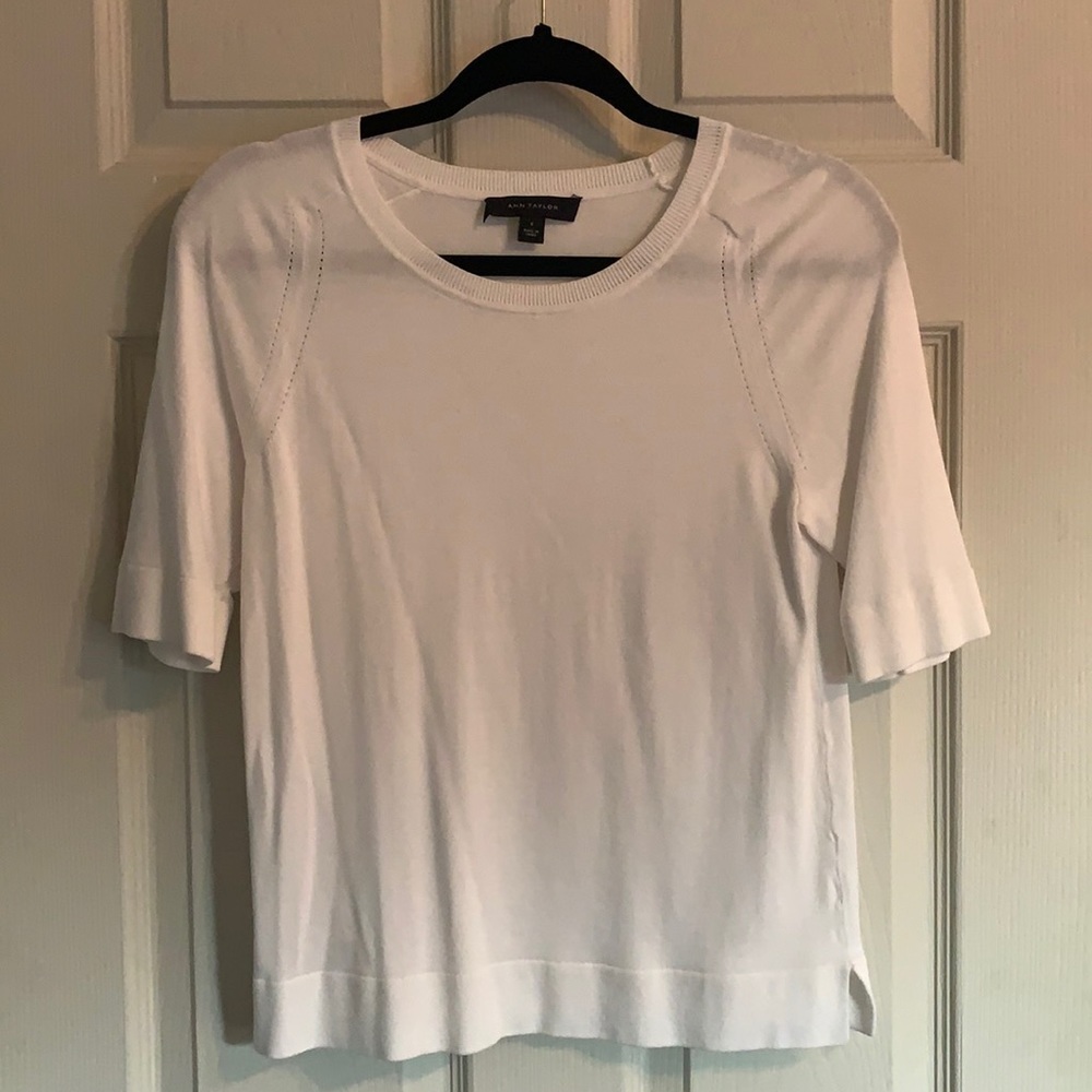 Ann Taylor S Short Sleeve Sweater In White #432718